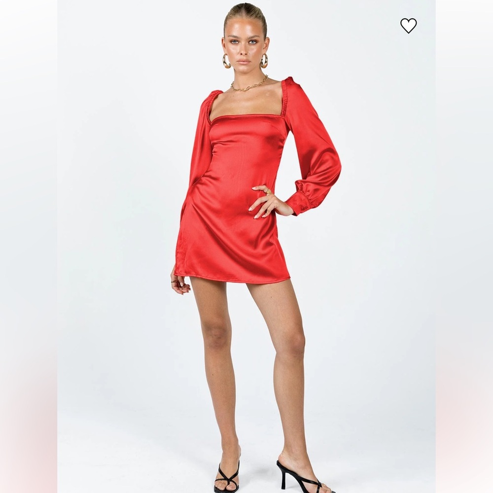 Princess Polly‎ red satin long sleeve dress 10